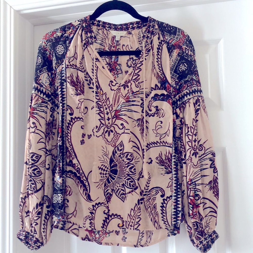 NEW Lucky Brand Boho Tassel Blouse